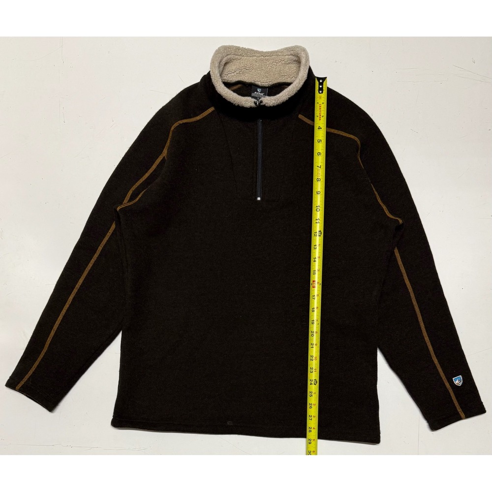 Kuhl Europa 1/4 Zip Fleece Pullover Mens Large Brown Alfpaca Gold Sweater